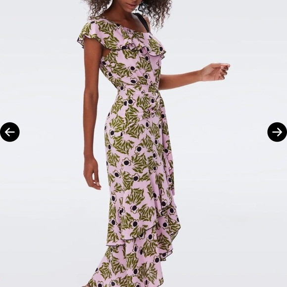 Diane Von Furstenburg pink floral Violetta one shoulder dress - Medium - Picture 3 of 8